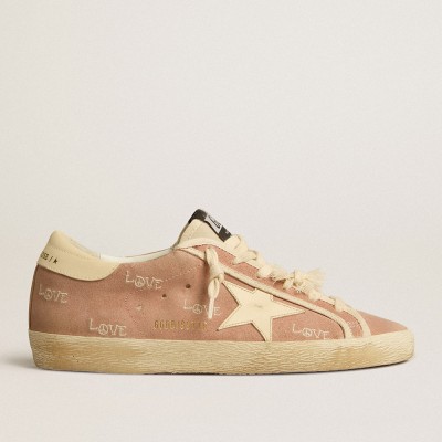 Golden Goose Super-Star Sneakers In Powder-pink Suede With Cream Leather Star GWF00101.F005272.25703