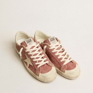 Golden Goose Super-Star Sneakers In Red Leather With Cream Nubuck Star And Heel Tab GMF00659.F005190.40474