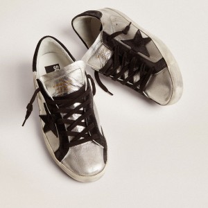 Golden Goose Super-Star Sneakers Sneakers In Silver Leather GWF00101.F000312.60246