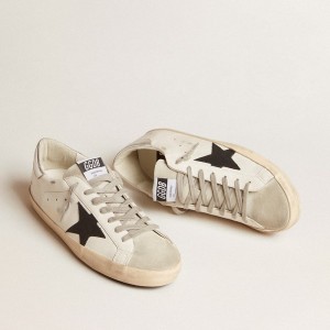 Golden Goose Super-Star Sneakers With Black Nubuck Star And Silver Leather Heel Tab GMF00101.F005769.10602