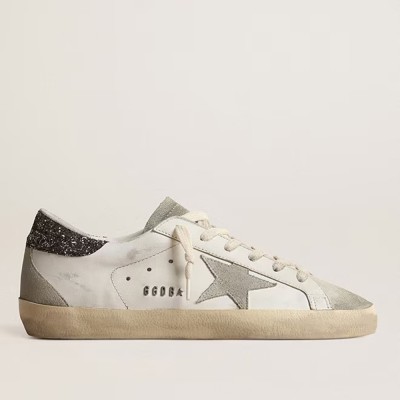 Golden Goose Super-Star Sneakers With Gray Star And Dark Gray Glitter Heel Tab GWF00102.F004108.11166