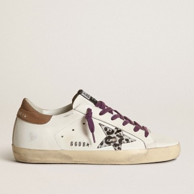 Golden Goose Super-Star Sneakers With Leopard Pony Skin Star And Brown Nubuck Heel Tab GWF00101.F003183.11168