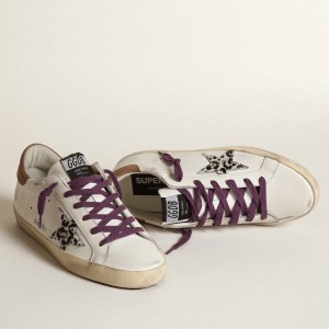 Golden Goose Super-Star Sneakers With Leopard Pony Skin Star And Brown Nubuck Heel Tab GWF00101.F003183.11168