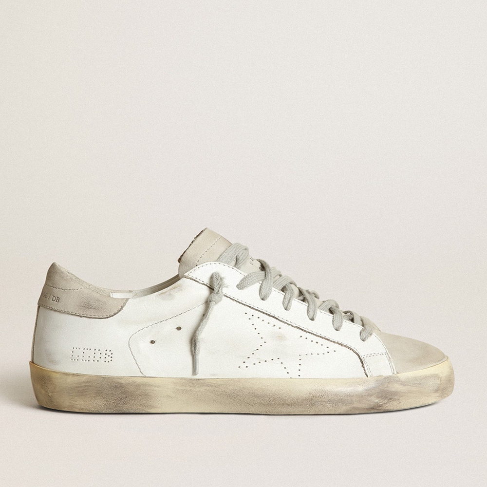 Golden Goose Super-Star Sneakers With Perforated Star And Ice-gray Heel Tab GMF00105.F002942.10276