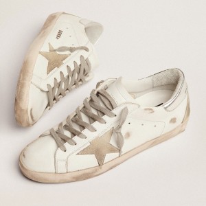 Golden Goose Super-Star Sneakers With Silver Heel Tab And Lettering GMF00102.F000317.10273