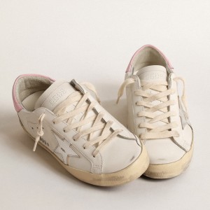 Golden Goose Super-Star Sneakers With Silver Leather Star And Pink Heel Tab GWF00102.F004662.11531