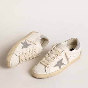 Golden Goose Super-Star Sneakers With Silver Swarovski Crystal Star And Heel Tab GWF00102.F004688.80185