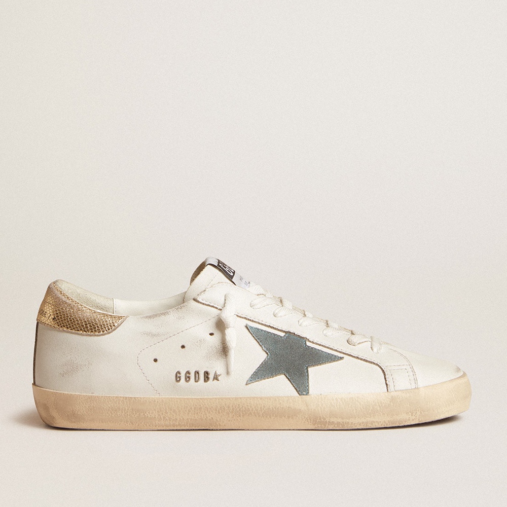 Golden Goose Super-Star Sneakers With Suede Star And Platinum Snake-print Leather Heel Tab GMF00101.F005710.11816