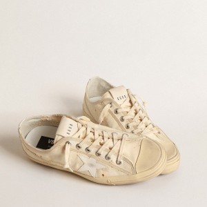 Golden Goose V-Star LAB Sneakers In Canvas With Leather Star And Rust-colored Marks GMF00205.F004646.15257