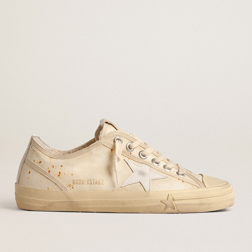 Golden Goose V-Star LAB Sneakers In Canvas With Leather Star And Rust-colored Speckles GWF00205.F004646.15257