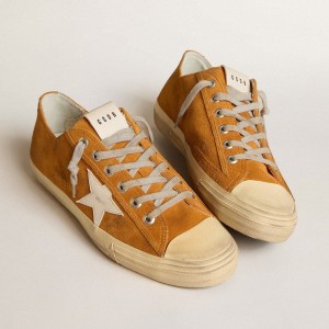 Golden Goose V-Star LTD Sneakers In Camel Suede With A Milk-white Leather Star GMF00129.F005901.30273