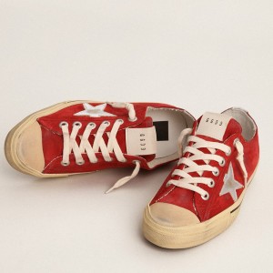 Golden Goose V-Star LTD Sneakers In Dark Red Suede With Silver Star And Heel Tab GMF00129.F003090.40394