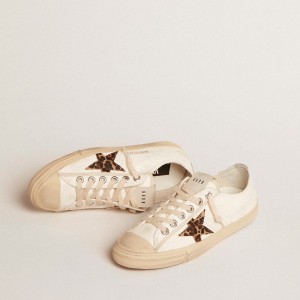 Golden Goose V-Star LTD Sneakers In Nappa With Pony Skin Star And Silver Heel Tab GWF00129.F005031.81418