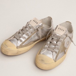 Golden Goose V-Star LTD Sneakers In Silver Laminated Leather GWF00129.F003091.70136