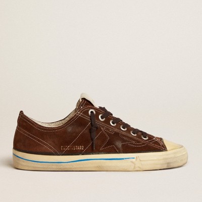 Golden Goose V-Star LTD Sneakers In Suede With Brown Star GWF00129.F003092.55480