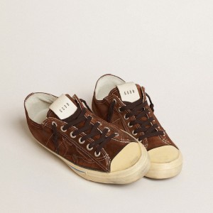 Golden Goose V-Star LTD Sneakers In Suede With Brown Star GWF00129.F003092.55480