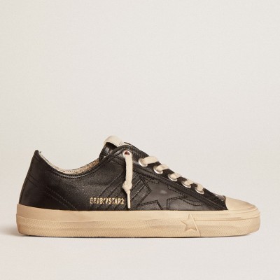 Golden Goose V-Star Sneakers In Black Nappa Leather With A Black Leather Star GWF00129.F005033.90100