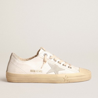 Golden Goose V-Star Sneakers In Nappa Leather With Ice-gray Suede Star And Heel Tab GWF00129.F005028.10276