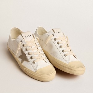 Golden Goose White Bio-based V-Star Sneakers With Dove-gray Leather Star GWF00129.F005909.10961